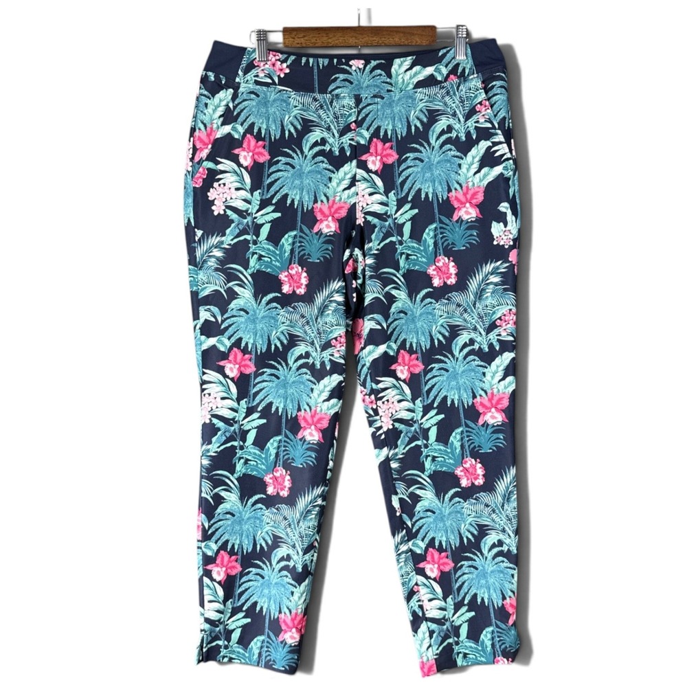 Tommy Bahama Everyday Active Pants Women L Preppy Tropical Floral Cruise Sailing